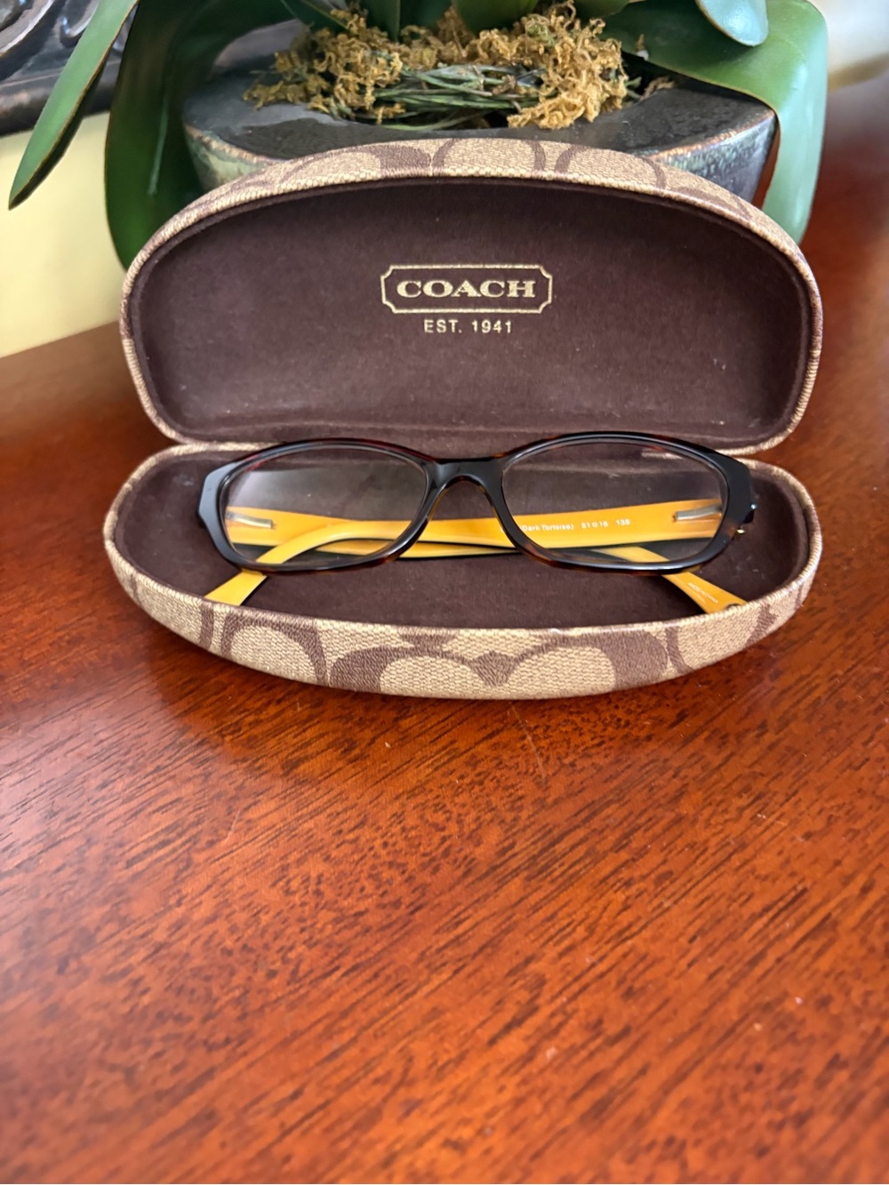 Coach Reading Glasses and Coach Case Signature Detail On Glasses
